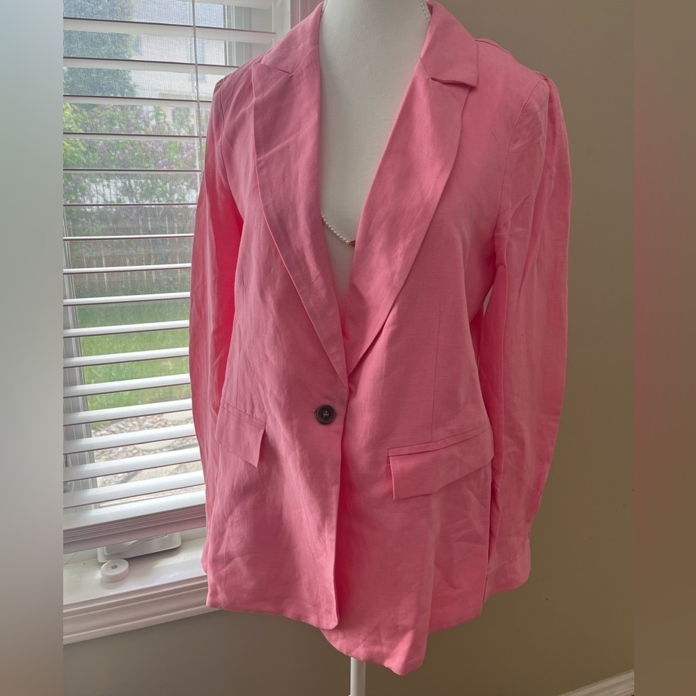 [M/L]Kate By Laltramoda Women's Pink Linen Blend Light Blazer